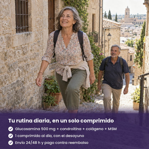 Pareja subiendo escaleras con soltura: Daily Articular Complex, 1 comprimido al día